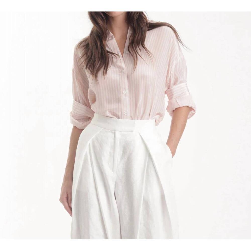 NEW KARINA GRIMALDI malaga striped top in pink/white